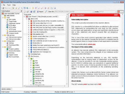 Acunetix Web Vulnerability Scanner Screenshot